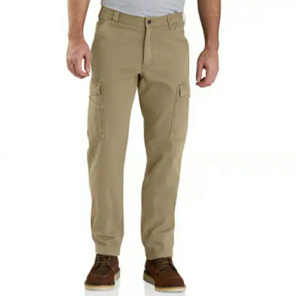 Carhartt Men's Relaxed Fit Tan Pants 6 Pockets 40x30 Rugged Flex Canvas Cargo